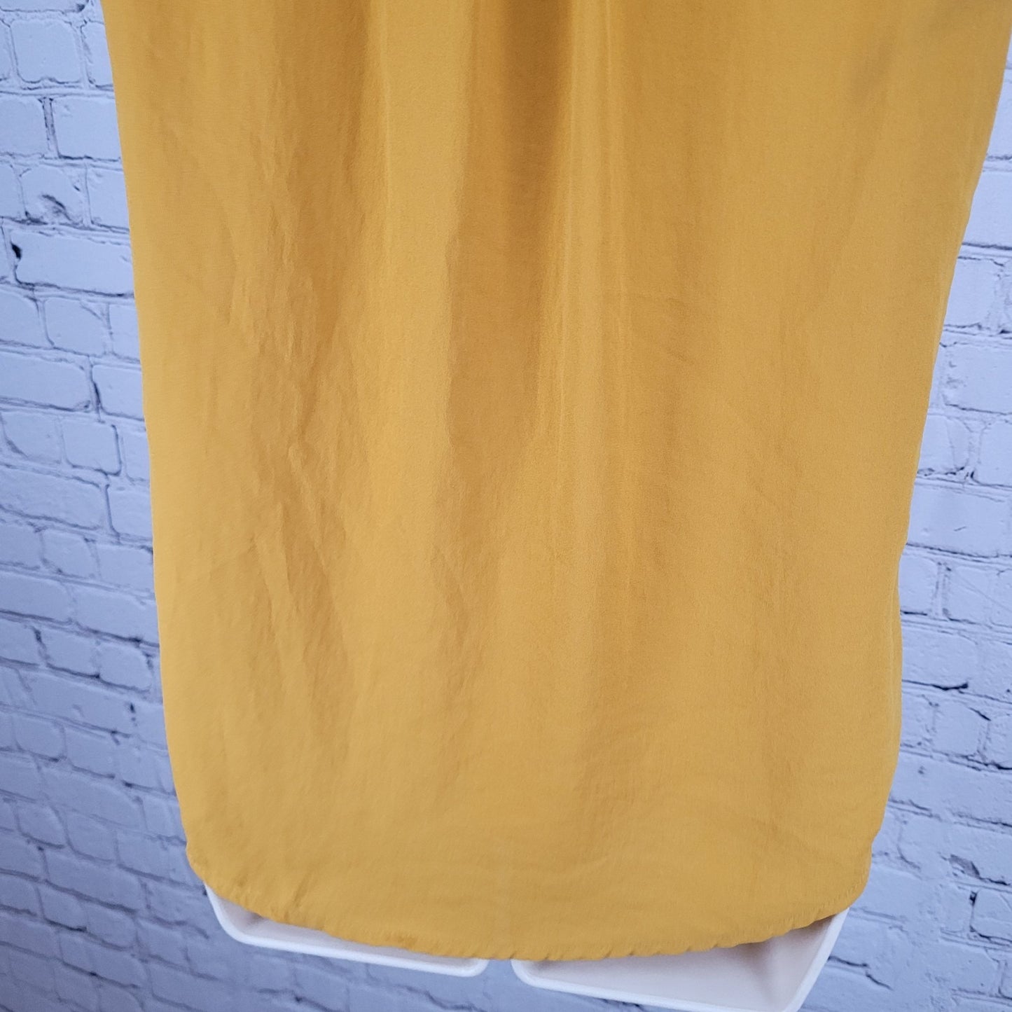 Maeve Anthropologie Gold Floral Embroidered Lace Up Sleeveless Blouse Top Size 4