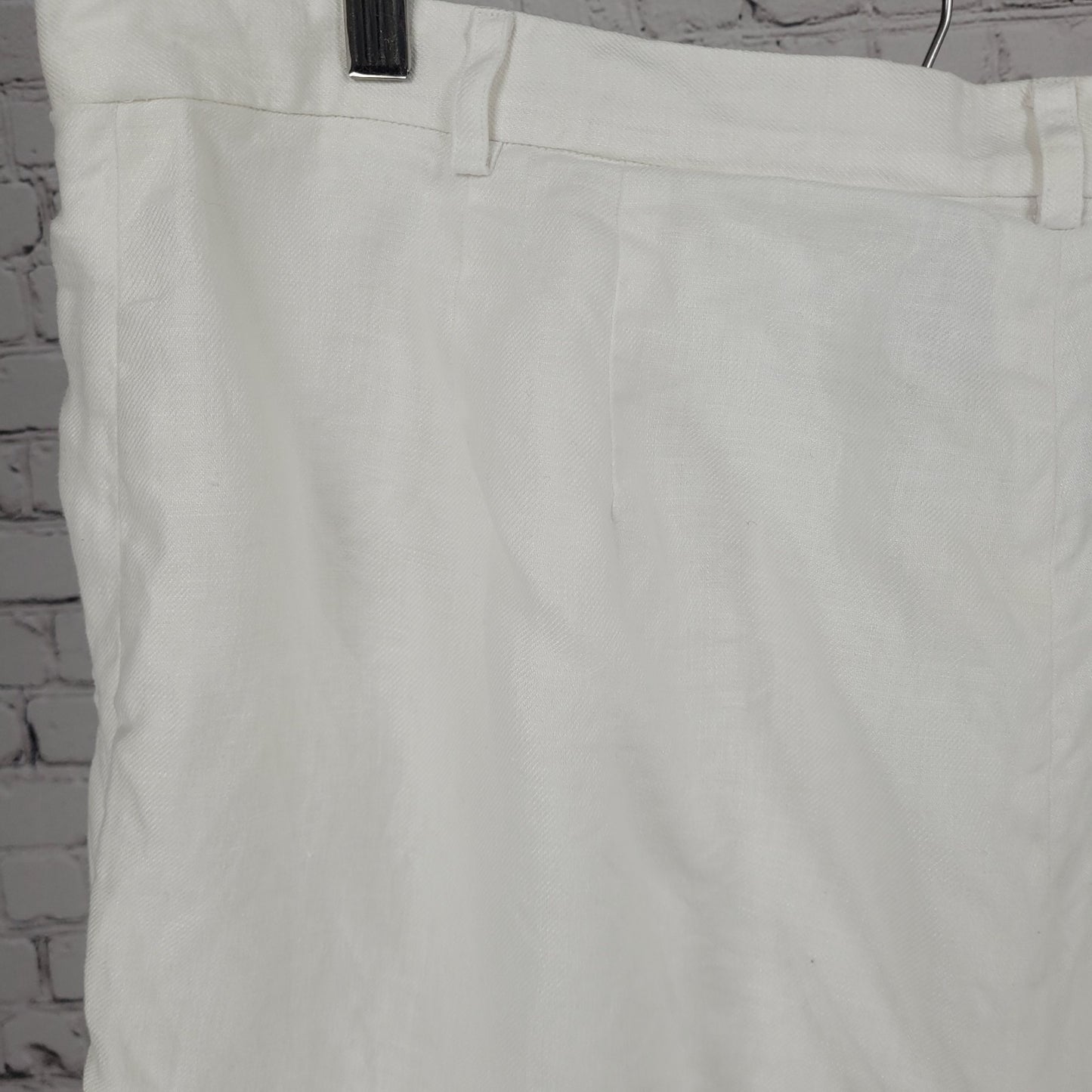 Lauren Ralph Lauren White Linen High Rise Wide Leg Crop Pants Size 20W (39x25)