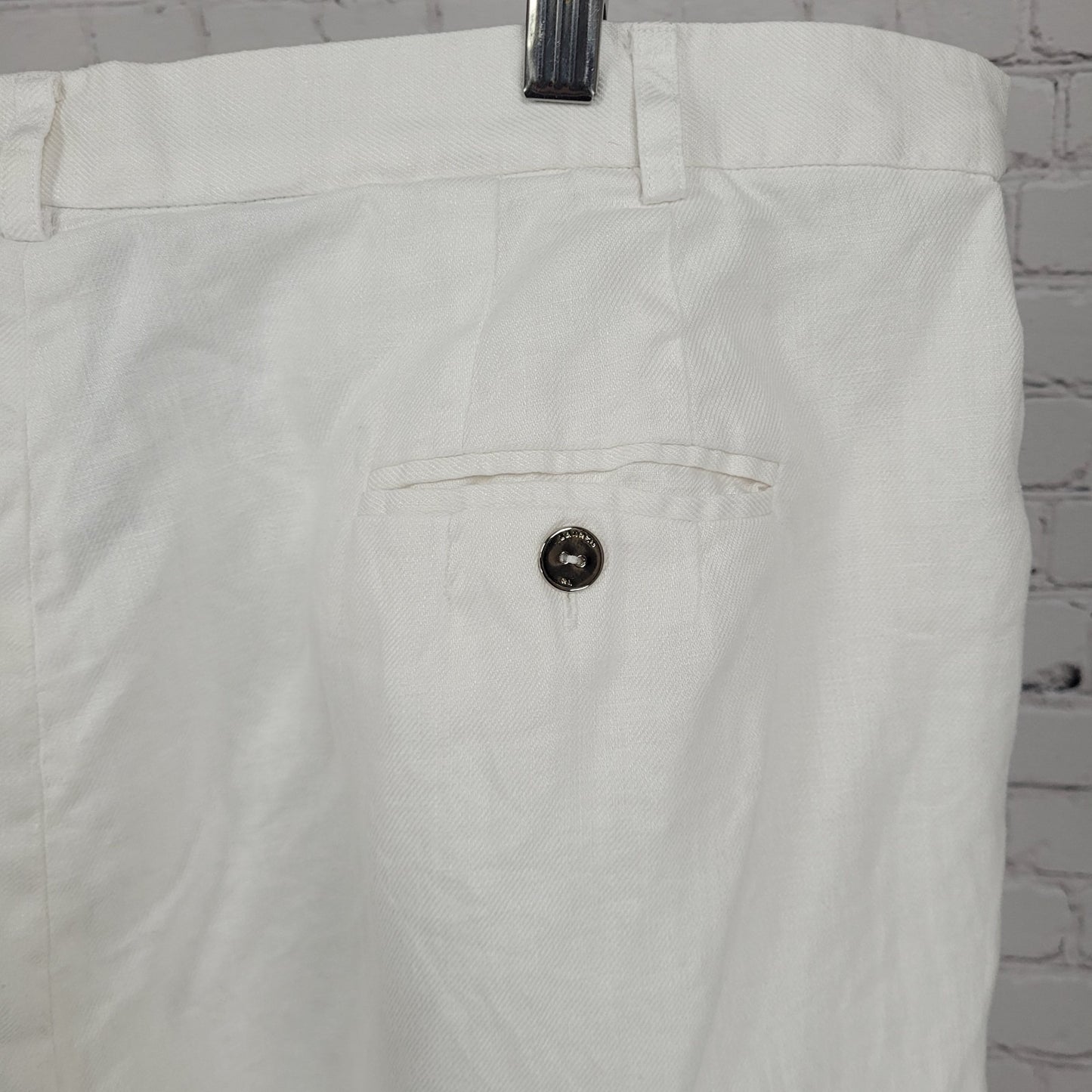Lauren Ralph Lauren White Linen High Rise Wide Leg Crop Pants Size 20W (39x25)