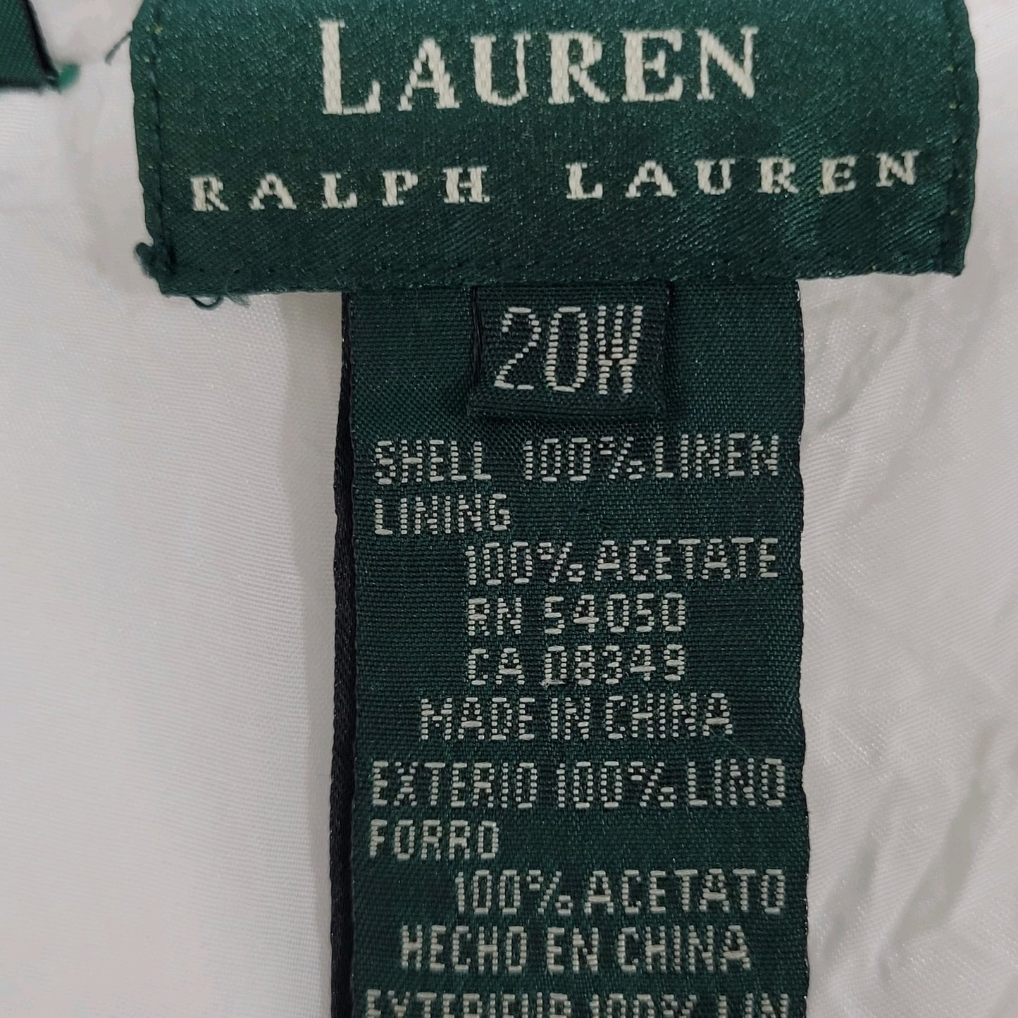 Lauren Ralph Lauren White Linen High Rise Wide Leg Crop Pants Size 20W (39x25)