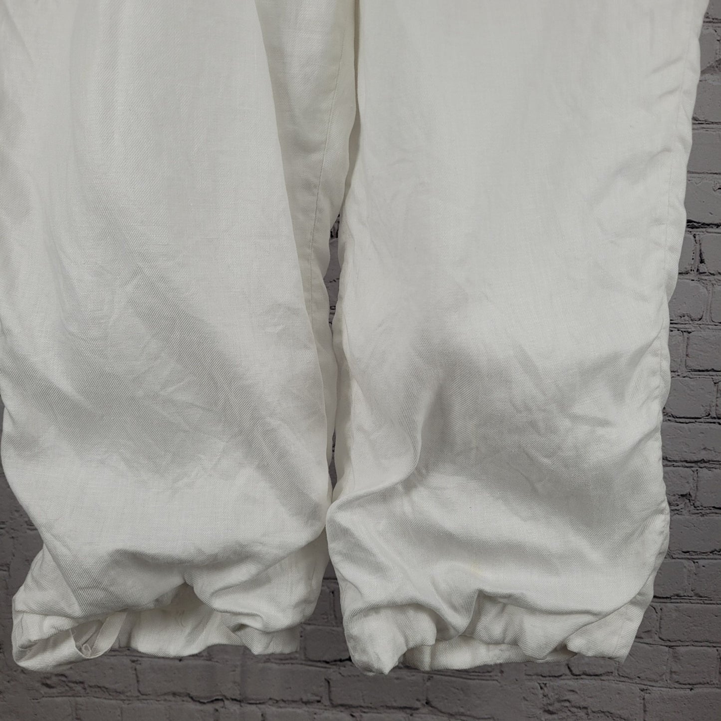 Lauren Ralph Lauren White Linen High Rise Wide Leg Crop Pants Size 20W (39x25)