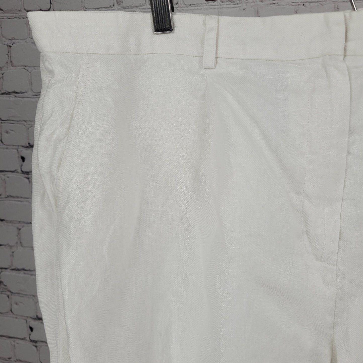 Lauren Ralph Lauren White Linen High Rise Wide Leg Crop Pants Size 20W (39x25)