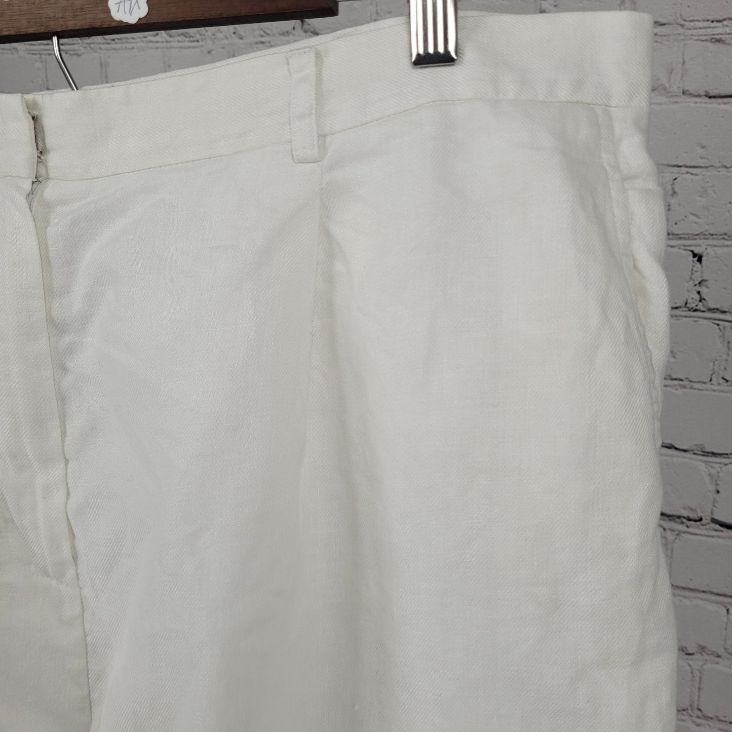 Lauren Ralph Lauren White Linen High Rise Wide Leg Crop Pants Size 20W (39x25)