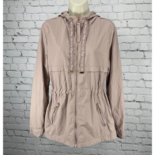 Ashley Sunrise Collection Pink Lightweight Nylon Rose Gold Zip Jacket Size Small