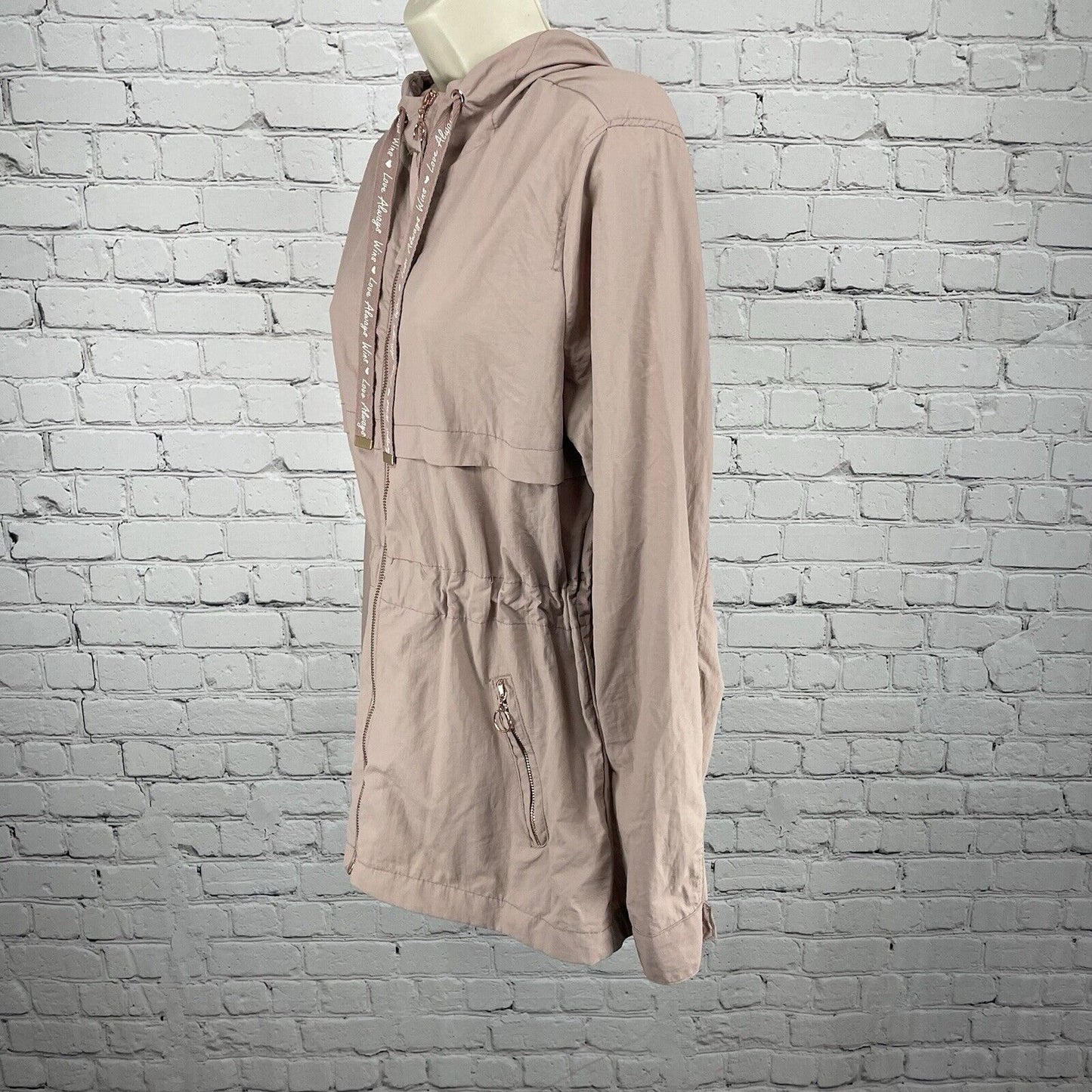 Ashley Sunrise Collection Pink Lightweight Nylon Rose Gold Zip Jacket Size Small