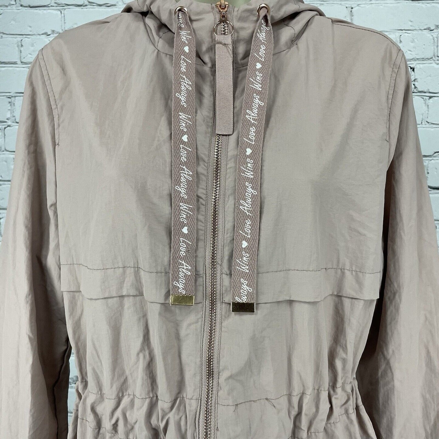 Ashley Sunrise Collection Pink Lightweight Nylon Rose Gold Zip Jacket Size Small