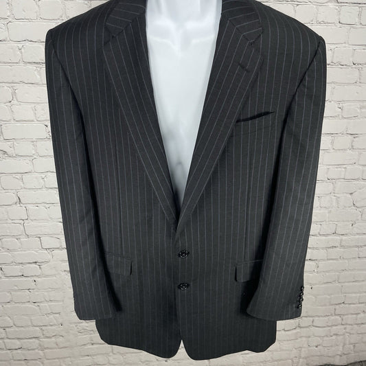 Hickey Freeman Black Pinstripe Super 130’s Blazer Sport Coat USA Made Size 42L