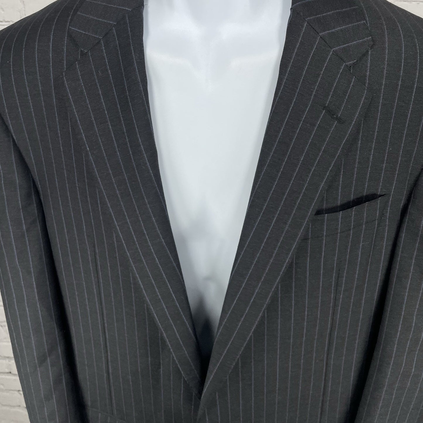 Hickey Freeman Black Pinstripe Super 130’s Blazer Sport Coat USA Made Size 42L