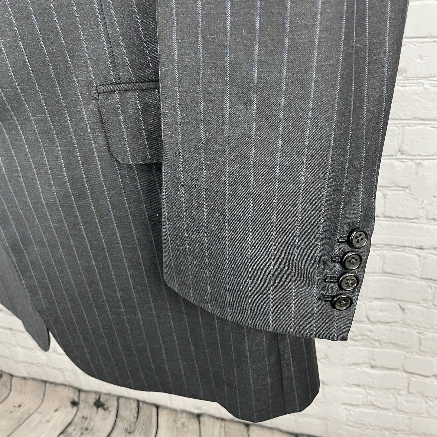 Hickey Freeman Black Pinstripe Super 130’s Blazer Sport Coat USA Made Size 42L
