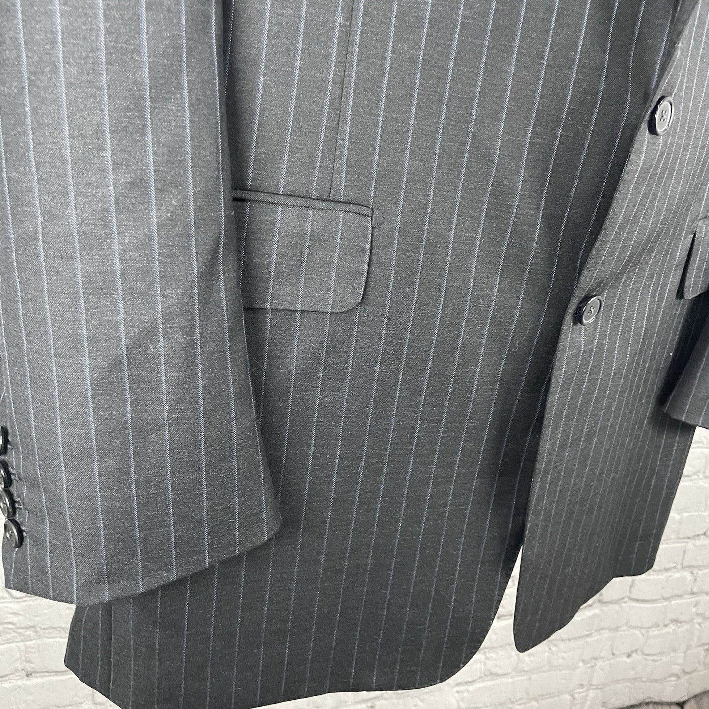 Hickey Freeman Black Pinstripe Super 130’s Blazer Sport Coat USA Made Size 42L
