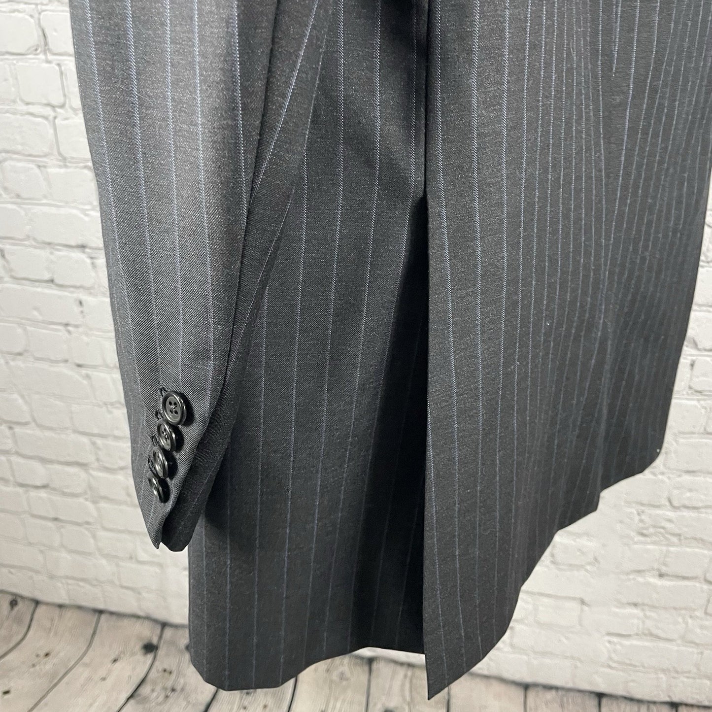 Hickey Freeman Black Pinstripe Super 130’s Blazer Sport Coat USA Made Size 42L