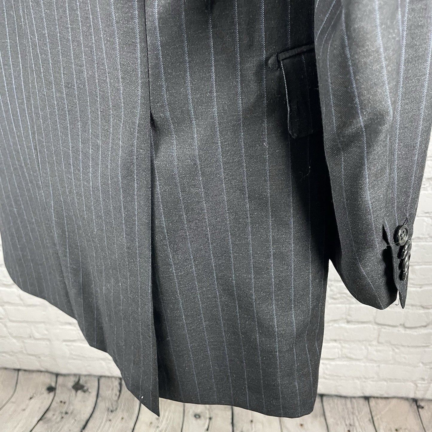 Hickey Freeman Black Pinstripe Super 130’s Blazer Sport Coat USA Made Size 42L