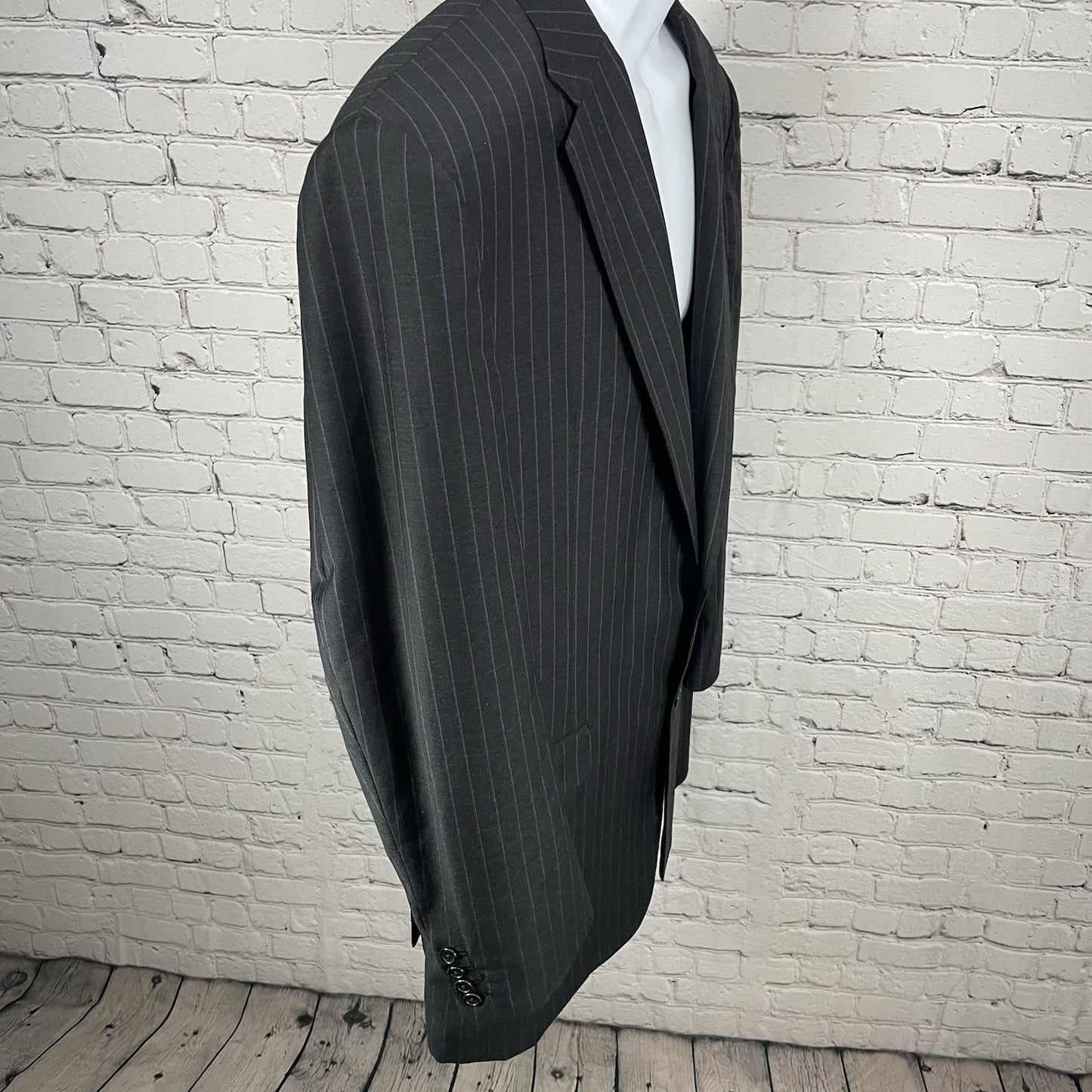 Hickey Freeman Black Pinstripe Super 130’s Blazer Sport Coat USA Made Size 42L