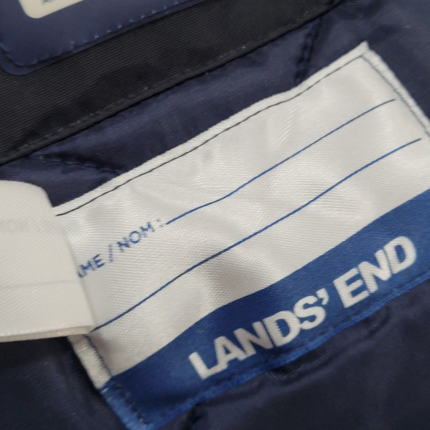 Lands' End Navy Waterproof Windproof Hooded Fleece Lined Full Zip Jacket XL/16