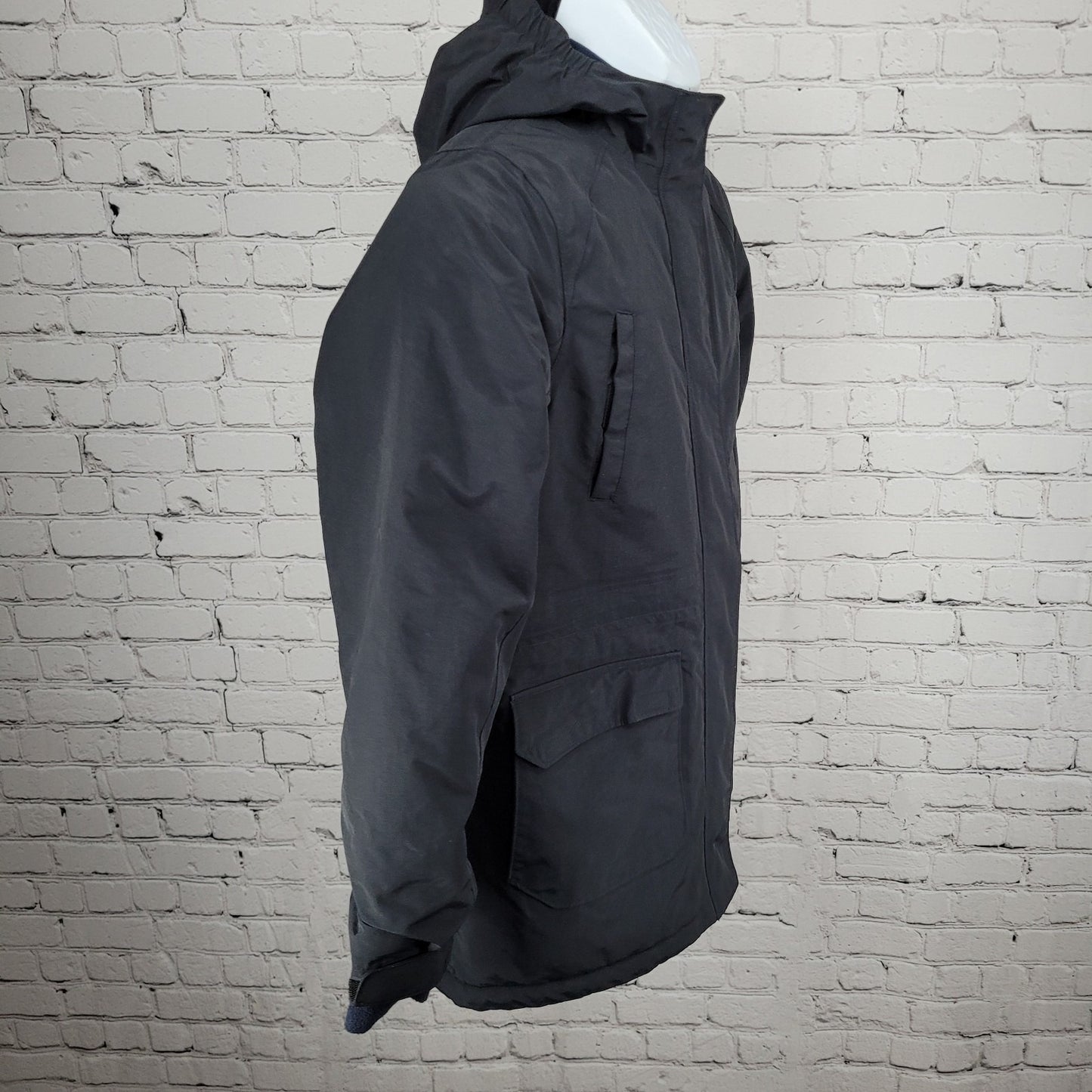 Lands' End Navy Waterproof Windproof Hooded Fleece Lined Full Zip Jacket XL/16