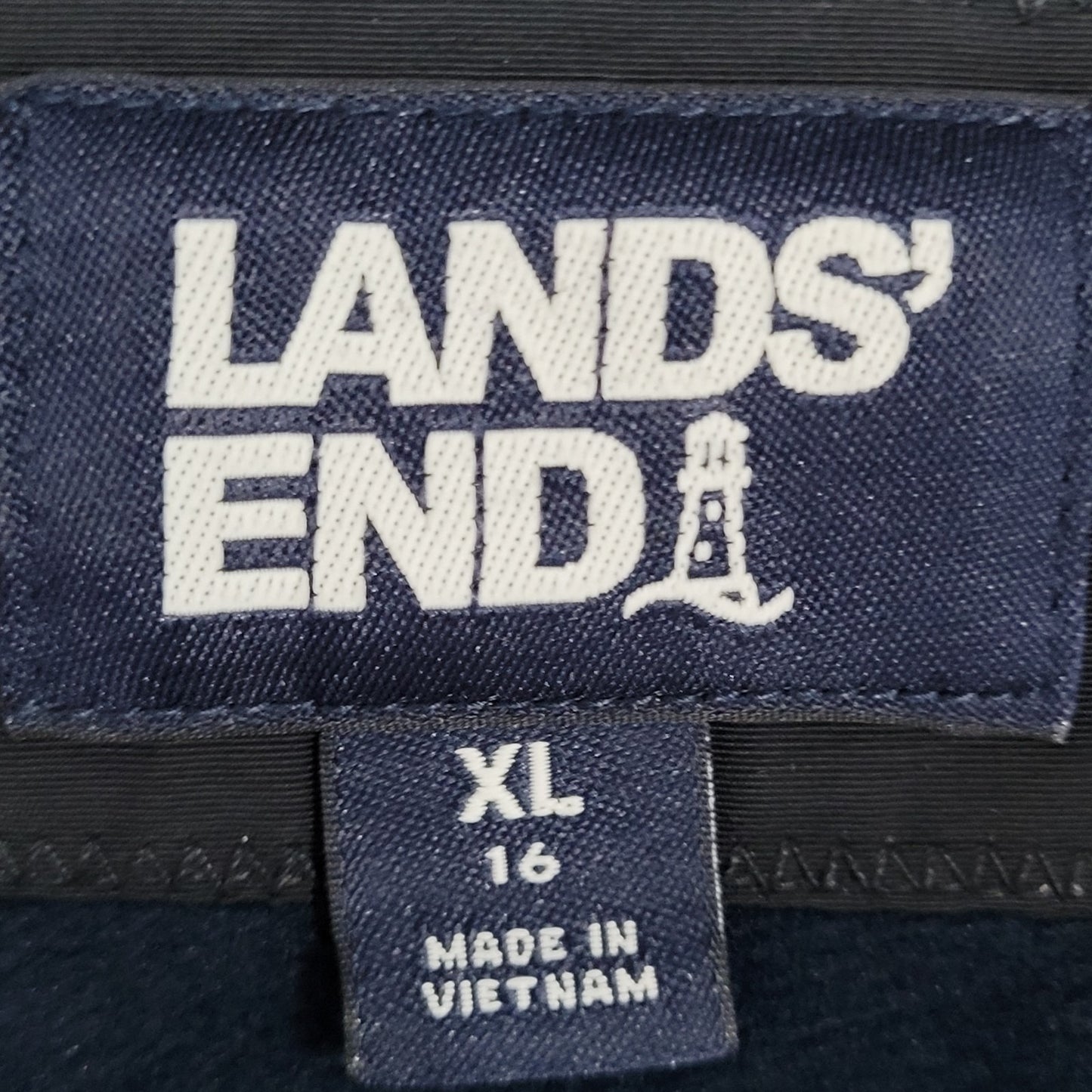 Lands' End Navy Waterproof Windproof Hooded Fleece Lined Full Zip Jacket XL/16