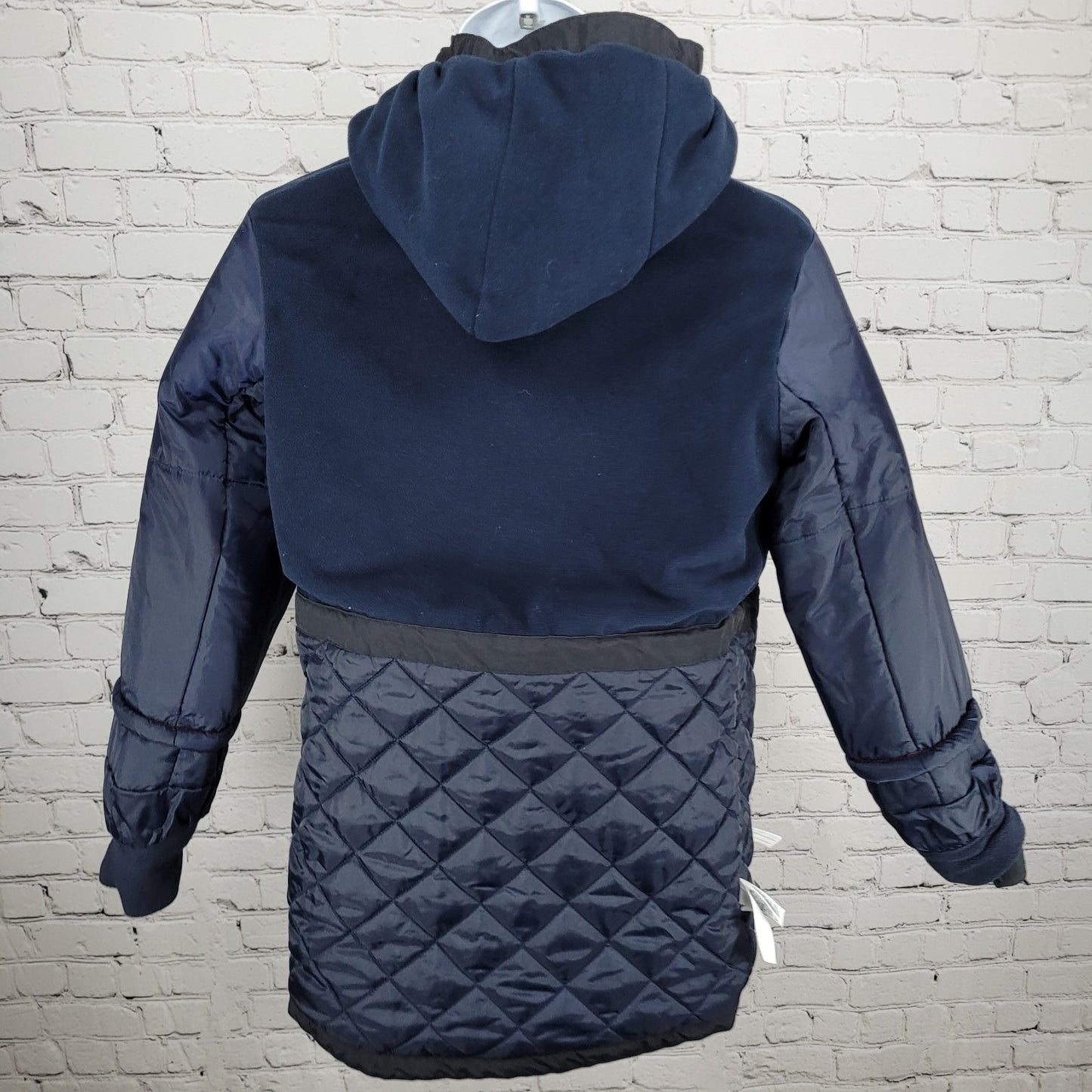 Lands' End Navy Waterproof Windproof Hooded Fleece Lined Full Zip Jacket XL/16