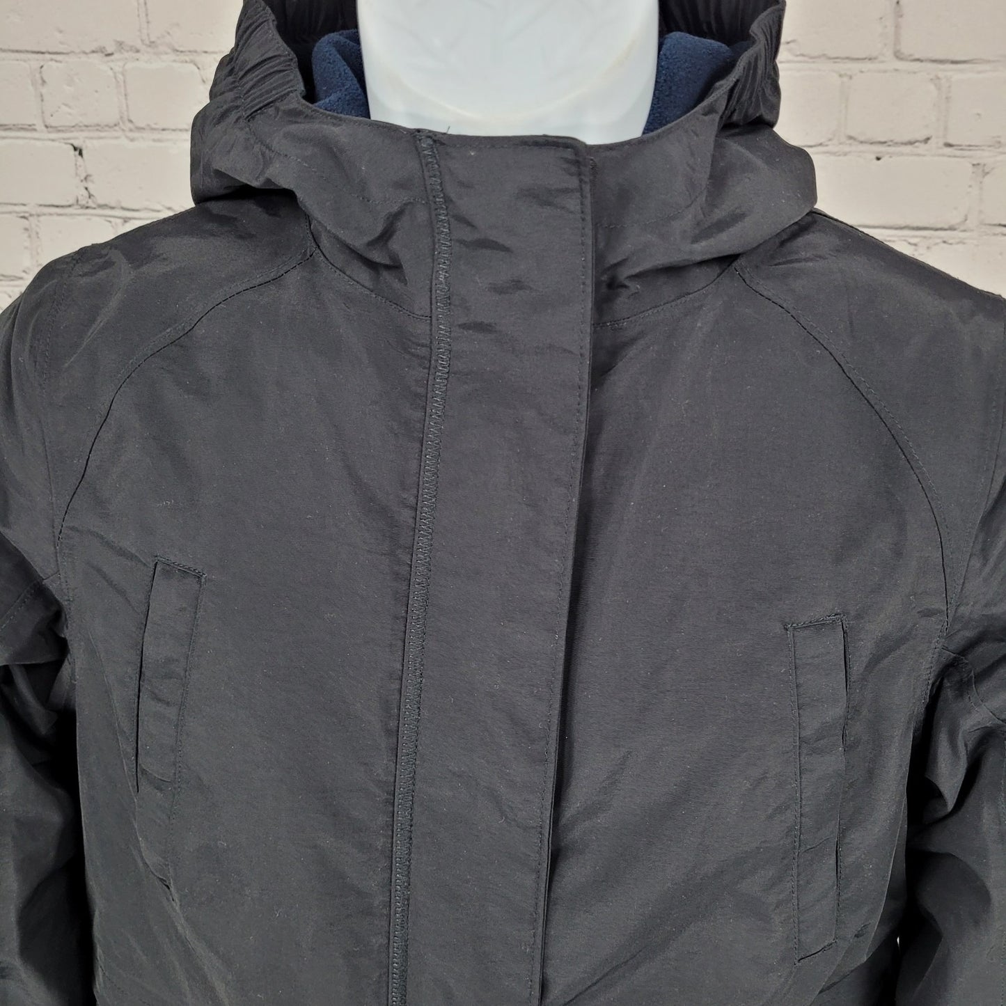 Lands' End Navy Waterproof Windproof Hooded Fleece Lined Full Zip Jacket XL/16