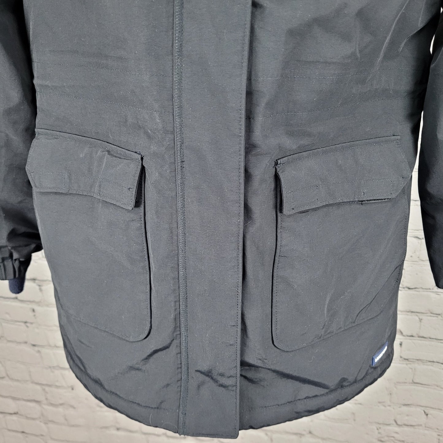 Lands' End Navy Waterproof Windproof Hooded Fleece Lined Full Zip Jacket XL/16