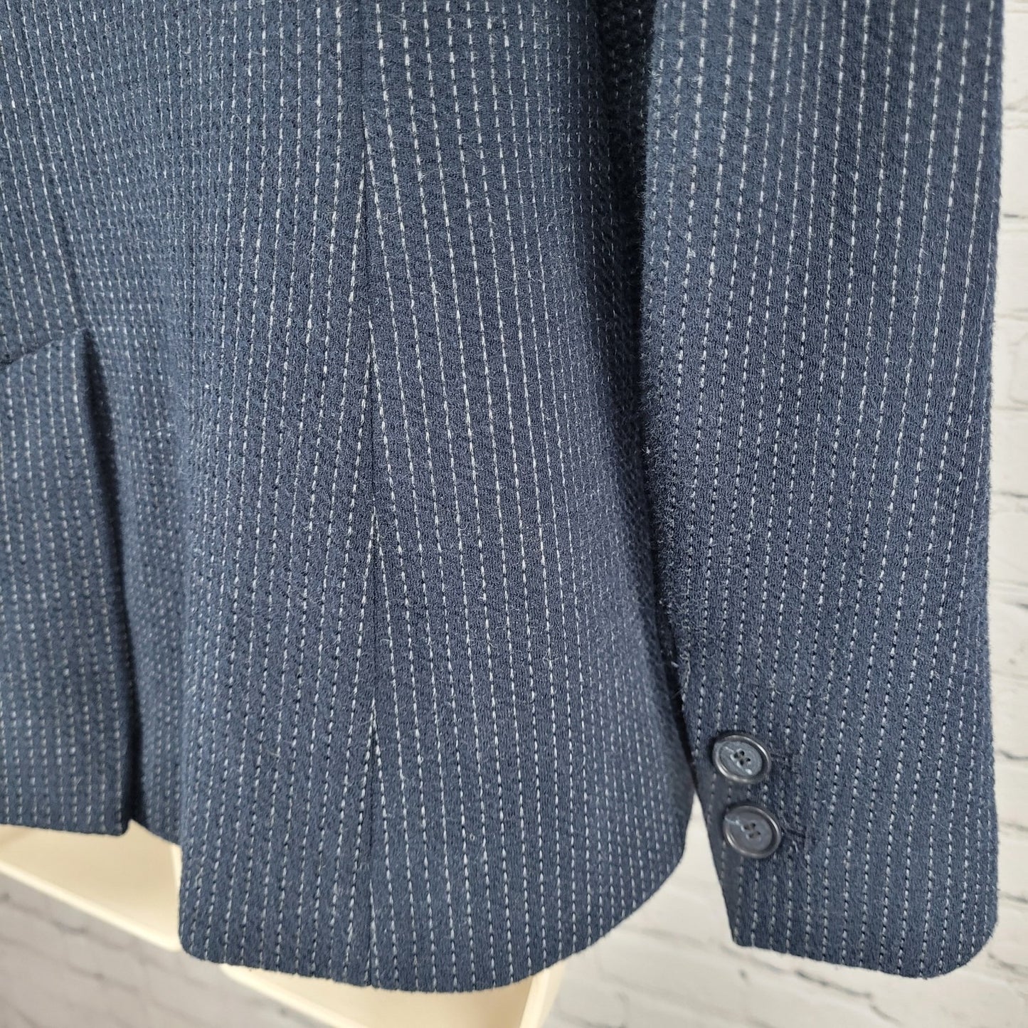 Ann Taylor Loft Navy Pinstriped 1 Button Vented Stretch Blazer Jacket Size 0