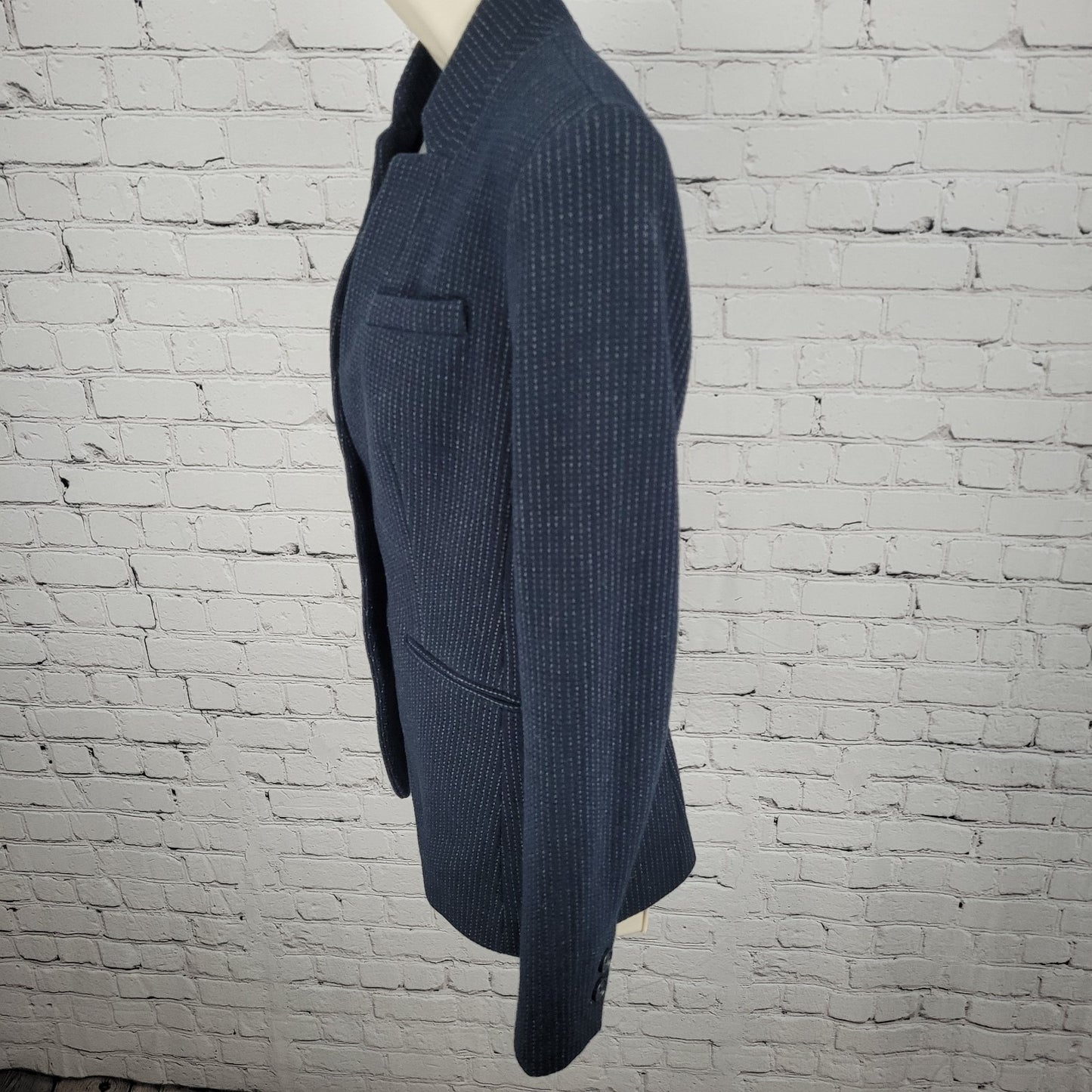 Ann Taylor Loft Navy Pinstriped 1 Button Vented Stretch Blazer Jacket Size 0