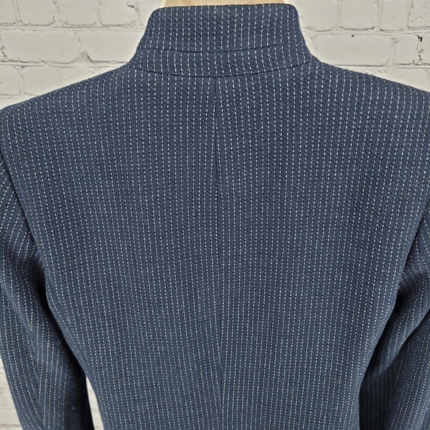 Ann Taylor Loft Navy Pinstriped 1 Button Vented Stretch Blazer Jacket Size 0