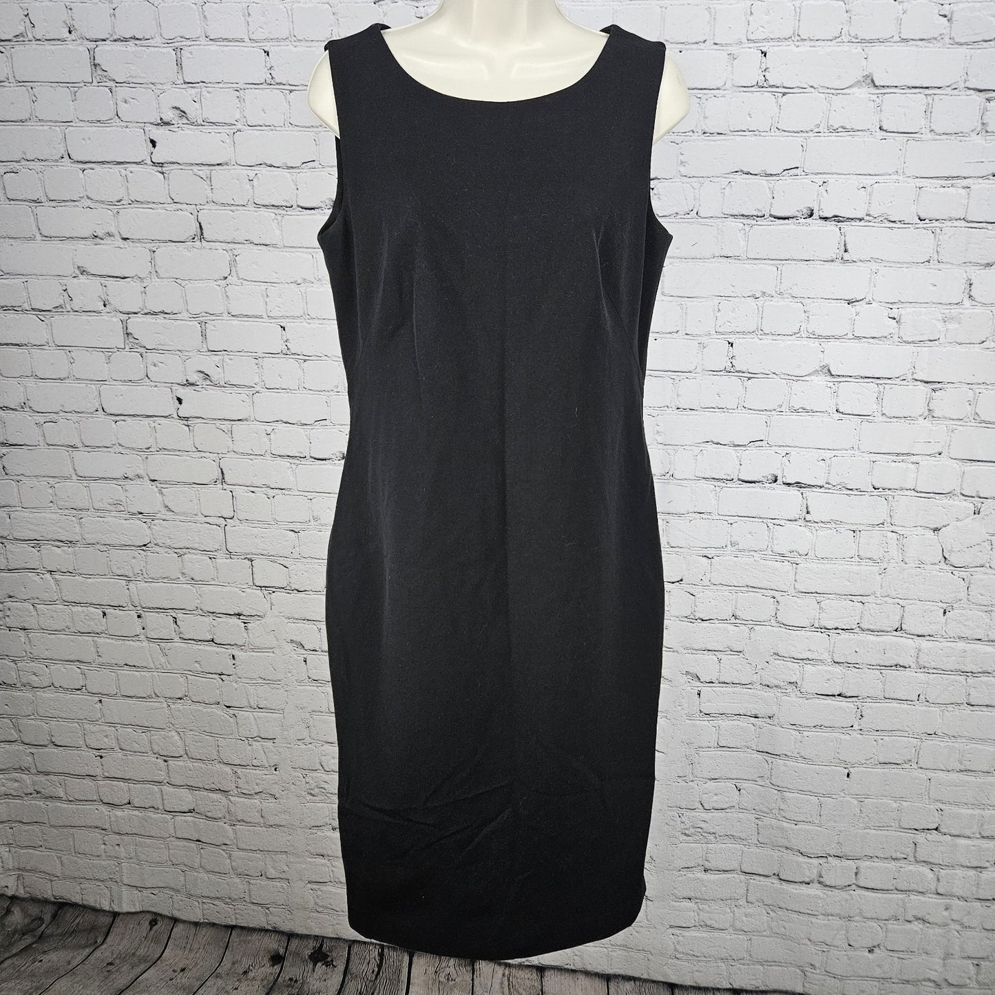 Caslon Black Sleeveless Lined Back Zip Stretch Side Slits Midi Sheath Dress 8