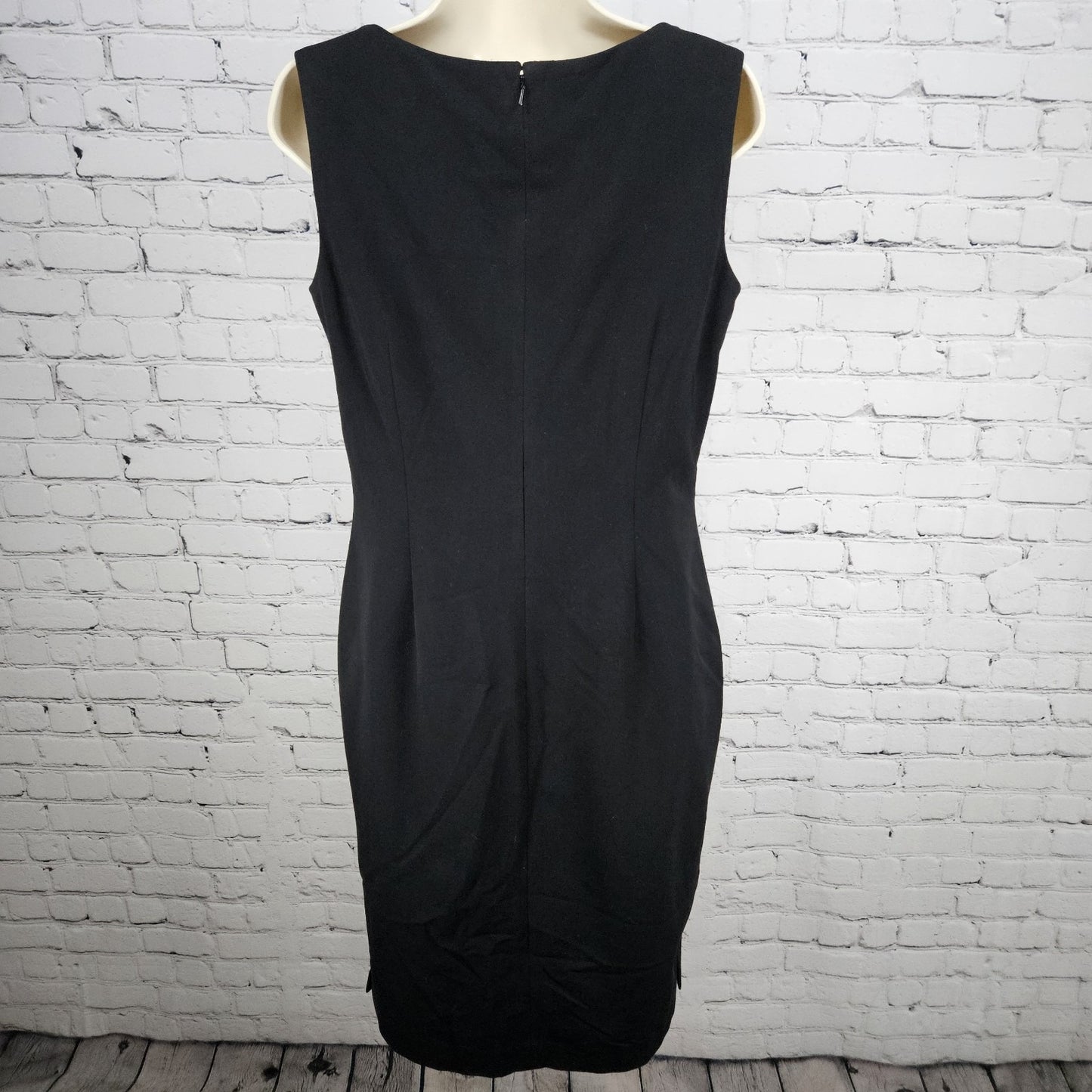 Caslon Black Sleeveless Lined Back Zip Stretch Side Slits Midi Sheath Dress 8