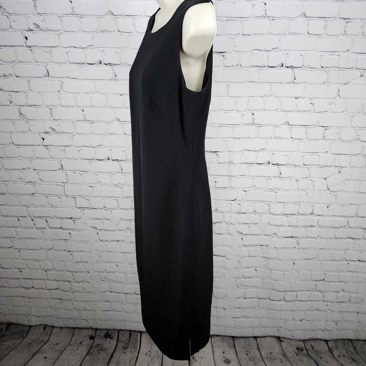 Caslon Black Sleeveless Lined Back Zip Stretch Side Slits Midi Sheath Dress 8