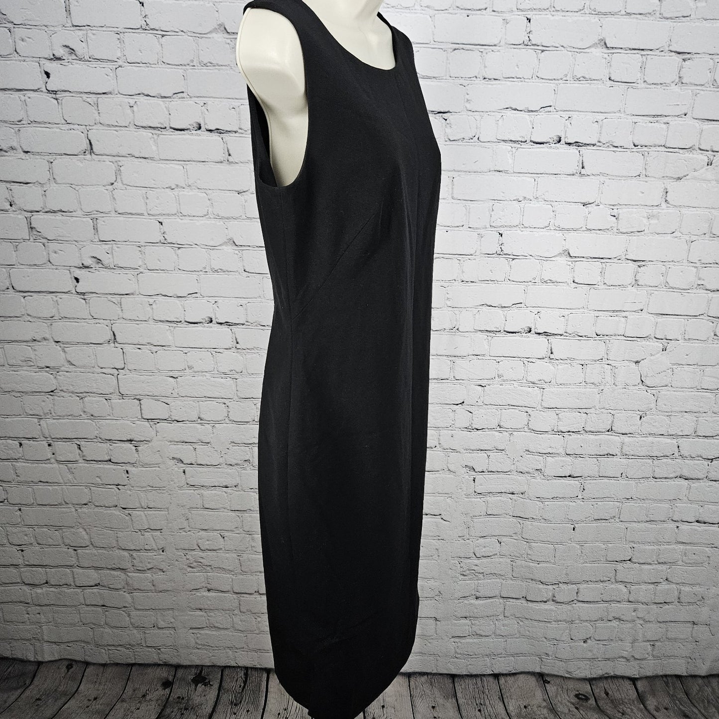 Caslon Black Sleeveless Lined Back Zip Stretch Side Slits Midi Sheath Dress 8