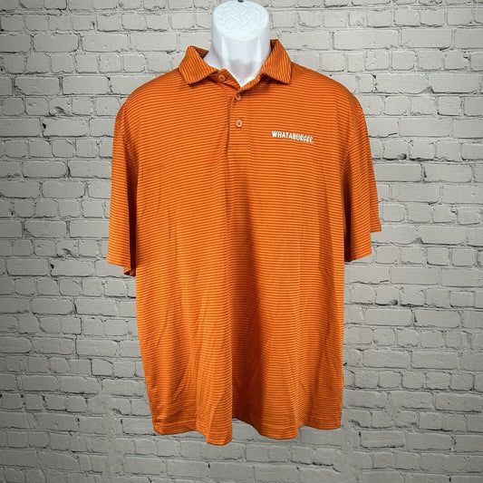 Whataburger Orange Striped Short Sleeve Quarter Button Polo Mens Size Large L