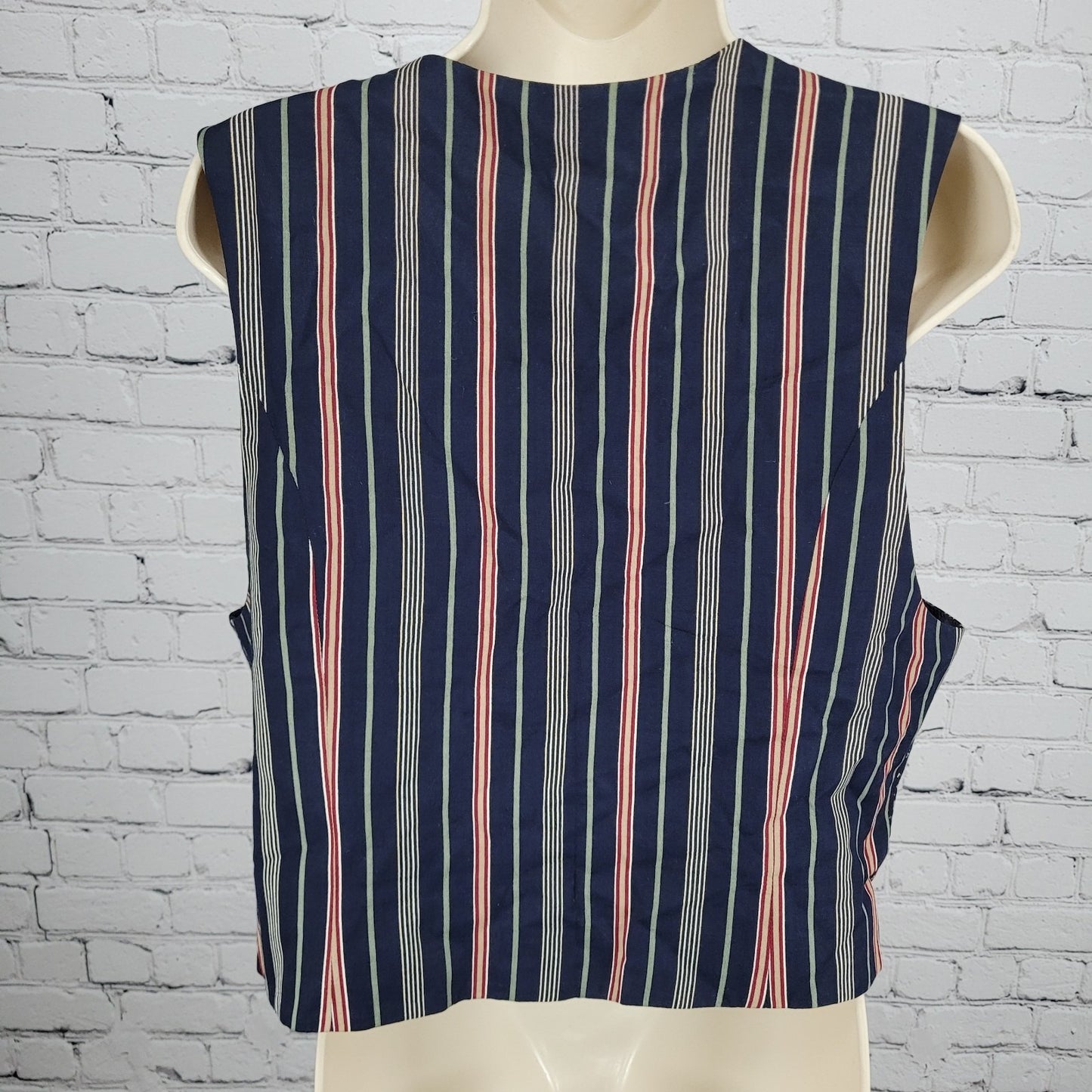 VTG Talbots Navy Geometric Lightweight Buttoned Lined Vest Size Medium M