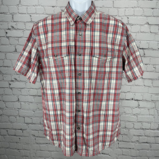 Orvis Plaid Active Fit Lightweight Button Down Short Sleeve Shirt Size Large L