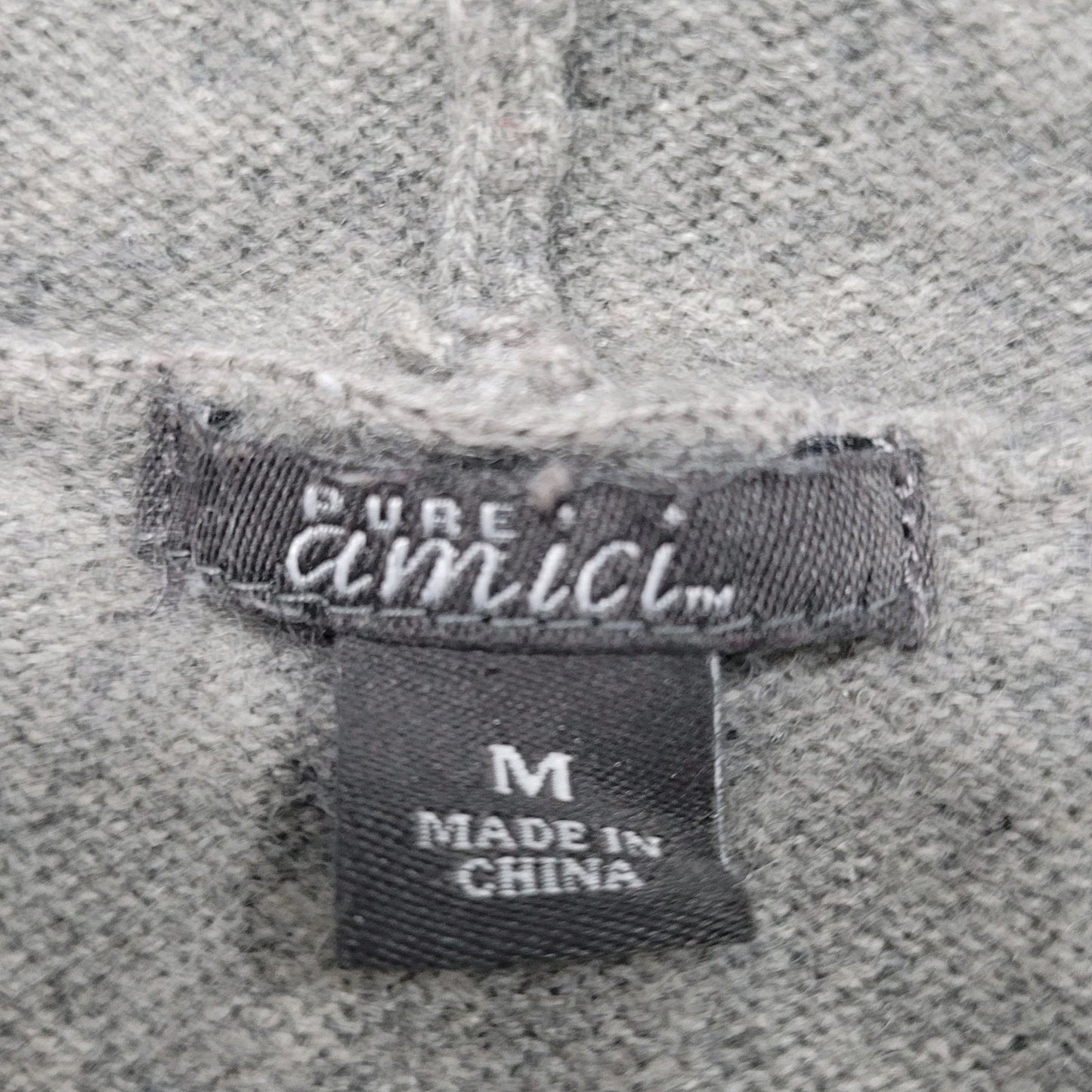 Pure Amici Grey 100% Cashmere Open Lightweight Hooded Cardigan Sweater Medium M