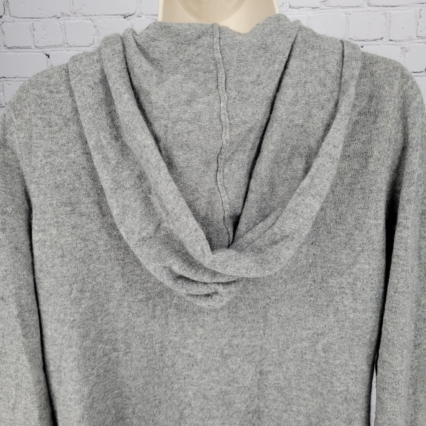 Pure Amici Grey 100% Cashmere Open Lightweight Hooded Cardigan Sweater Medium M