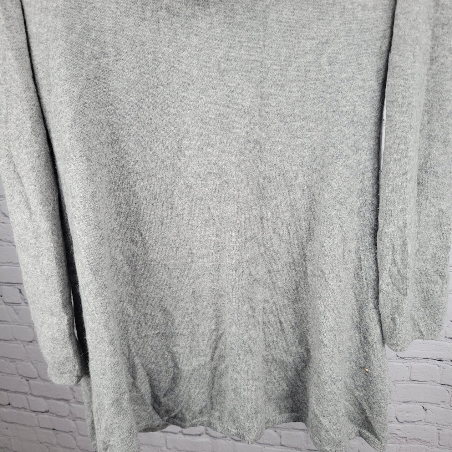 Pure Amici Grey 100% Cashmere Open Lightweight Hooded Cardigan Sweater Medium M