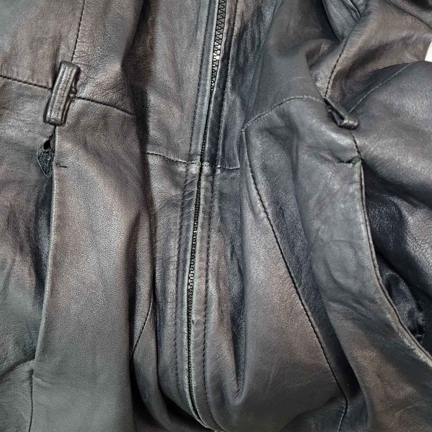 Worthington Black Genuine Lambskin Leather Pockets Full Zipped Jacket Size XL