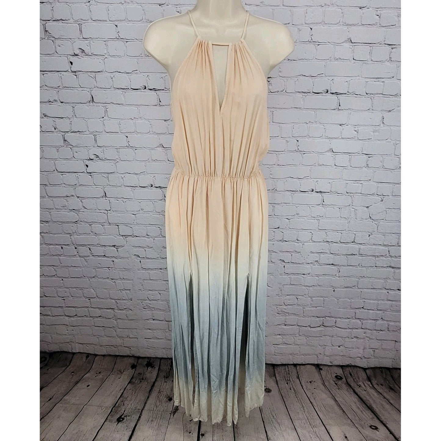 Lulus Multicolor Ombre Sleeveless Lightweight Front Slits Maxi Dress Size XS