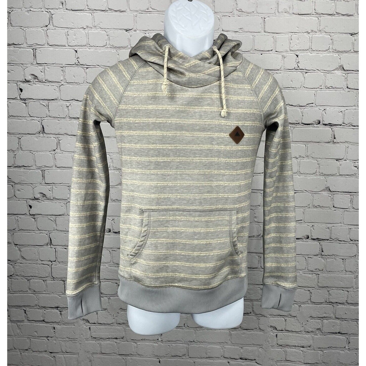 Burton Light Gray Striped WB Heron Pullover Hoodie Durable Goods Dryride Size XS