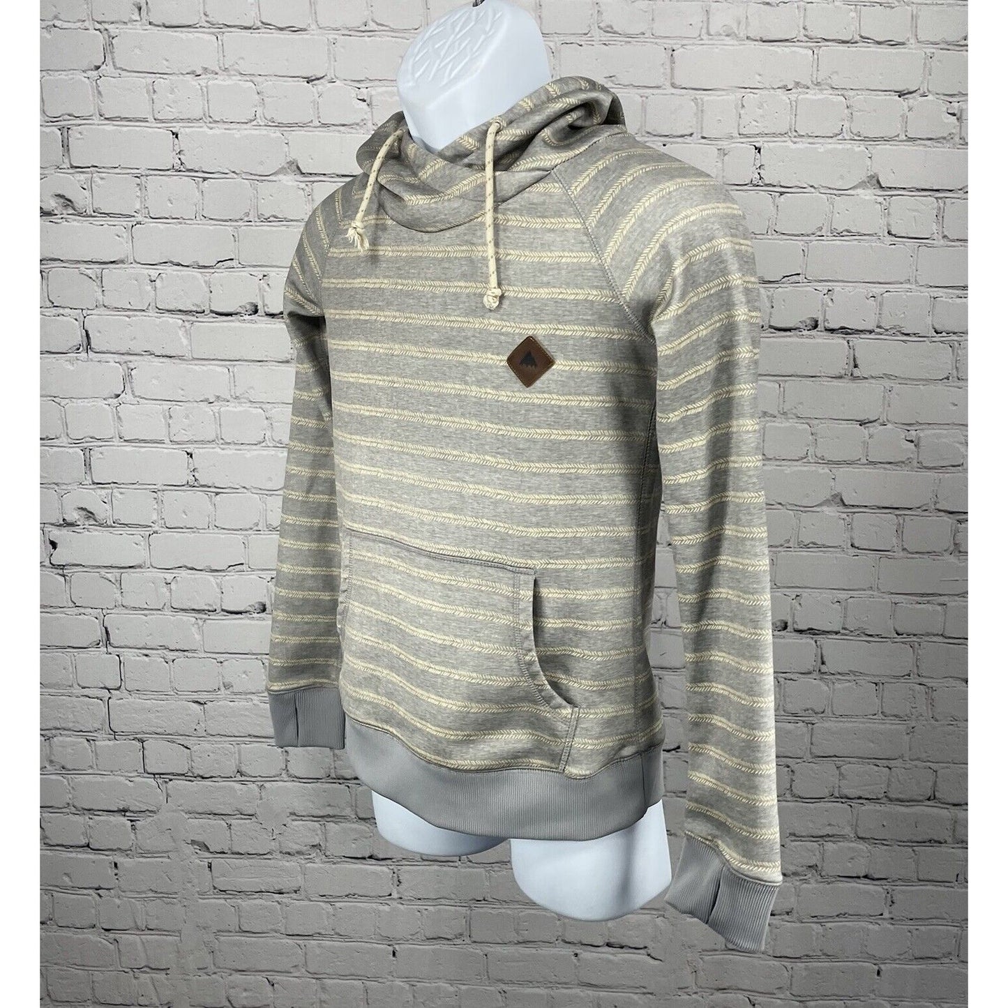 Burton Light Gray Striped WB Heron Pullover Hoodie Durable Goods Dryride Size XS
