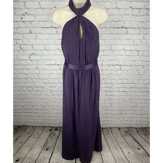White By Vera Wang Purple Halter Padded Backless Prom Formal Maxi Dress Gown 12