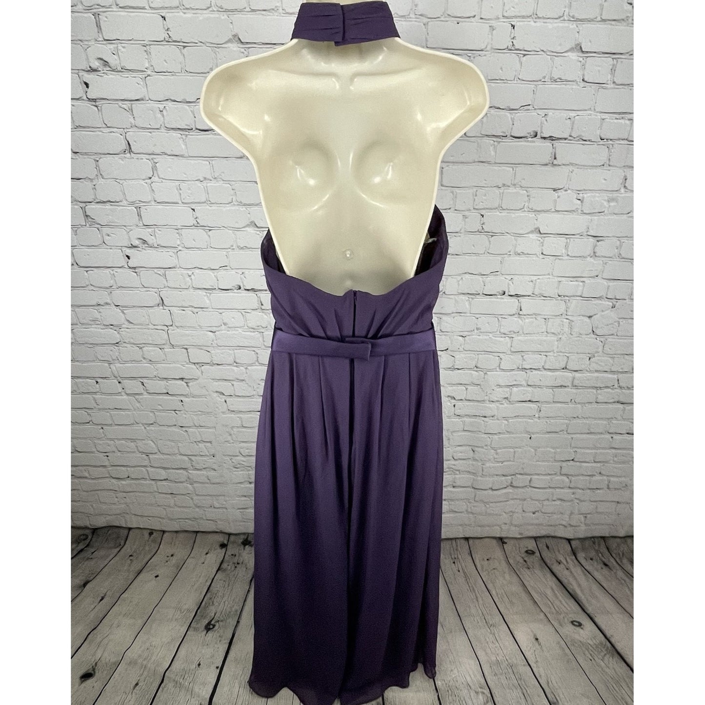White By Vera Wang Purple Halter Padded Backless Prom Formal Maxi Dress Gown 12