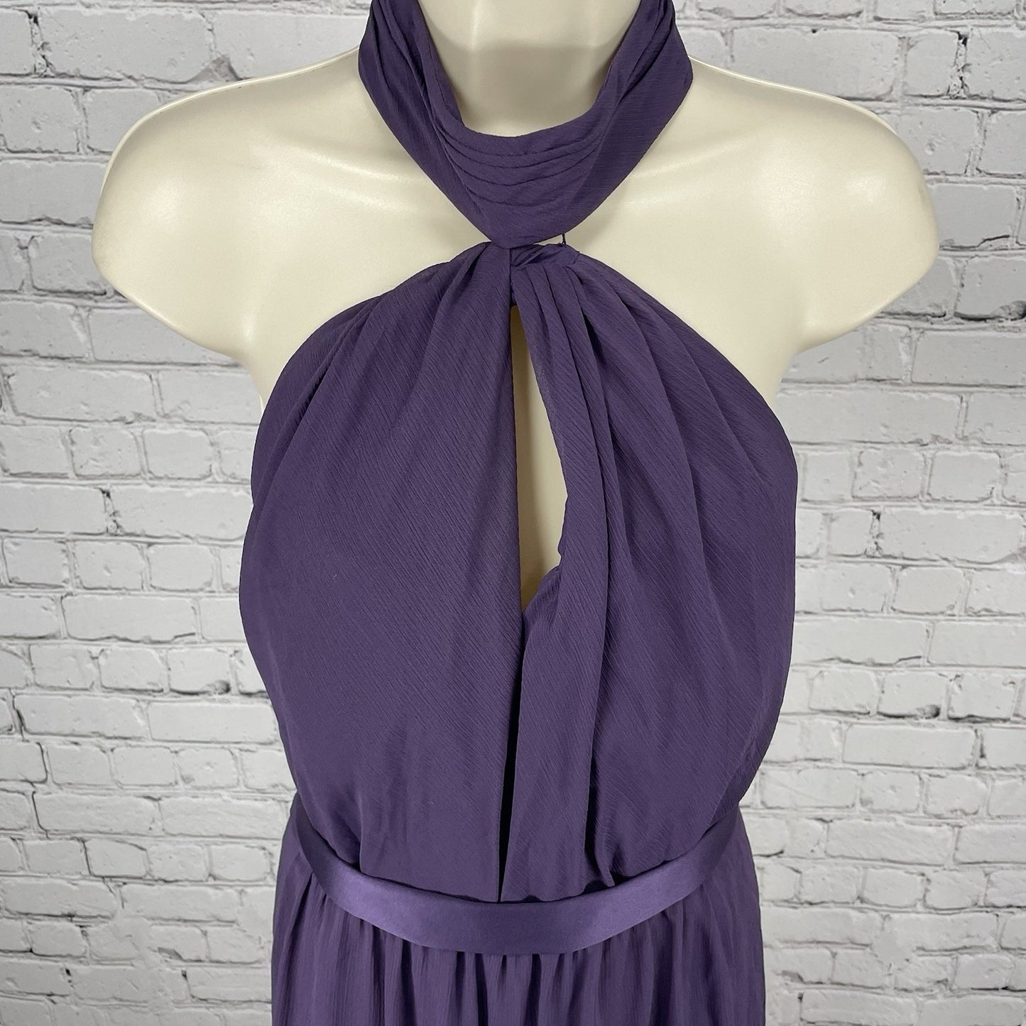 White By Vera Wang Purple Halter Padded Backless Prom Formal Maxi Dress Gown 12