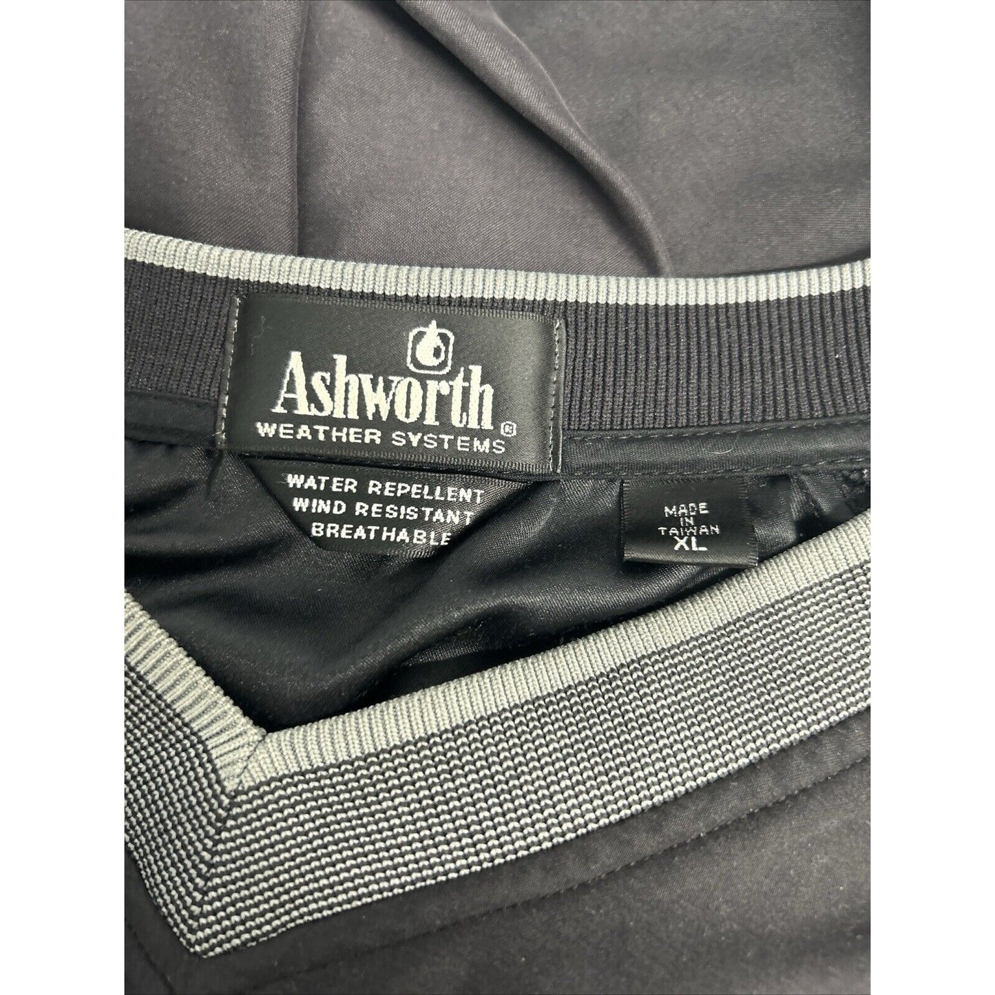 Ashworth Weather Systems Dark Gray Windbreaker Water Repellent Jacket Men’s XL