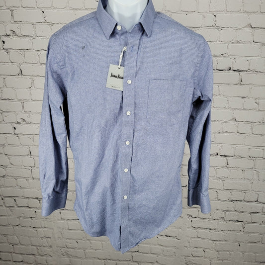 NWD Neiman Marcus Blue 100% Cotton Trim Fit Button Up Shirt Size 15.5 32/33