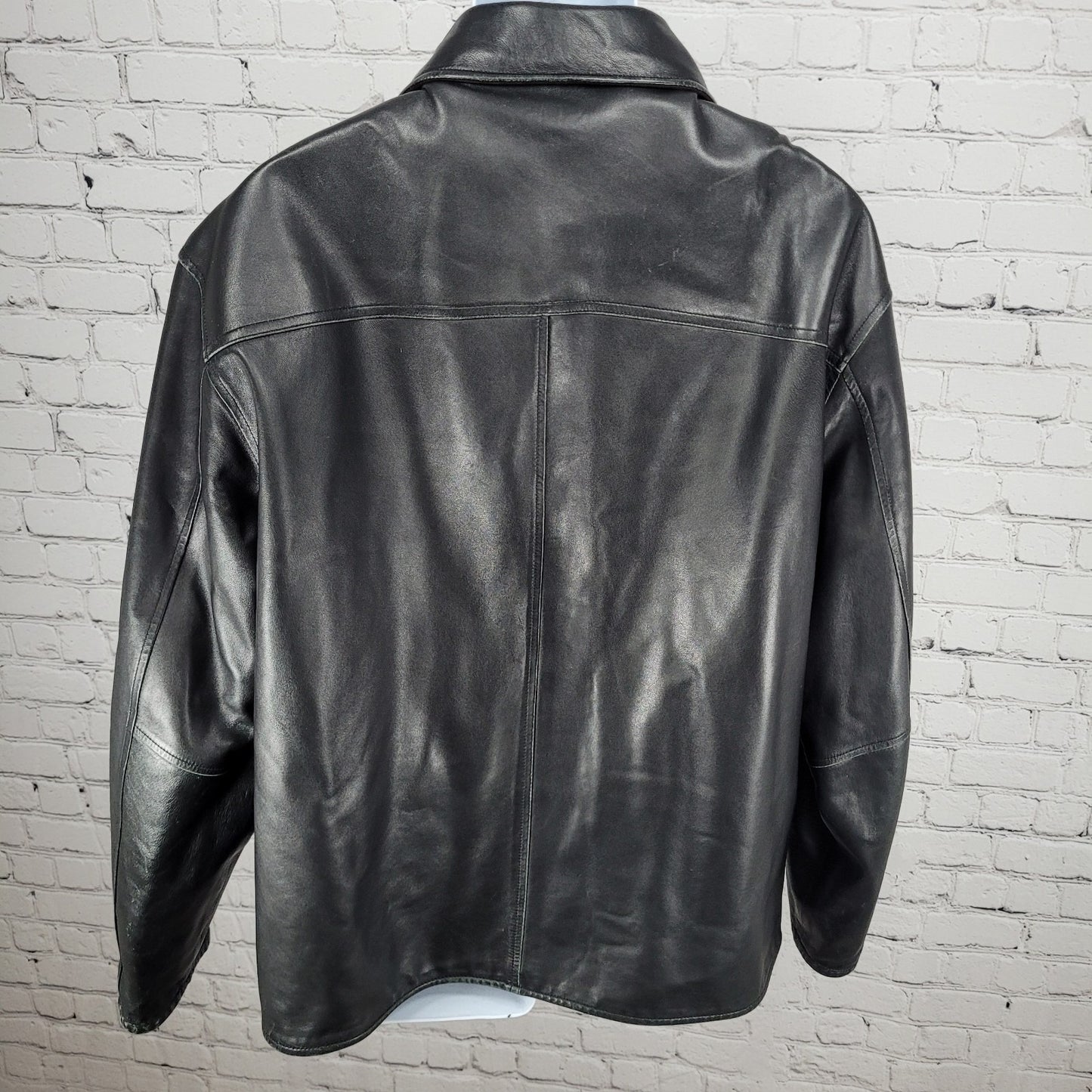 Roundtree & Yorke Black Brown Lamb Skin Leather Suede Reversible Jacket Large L