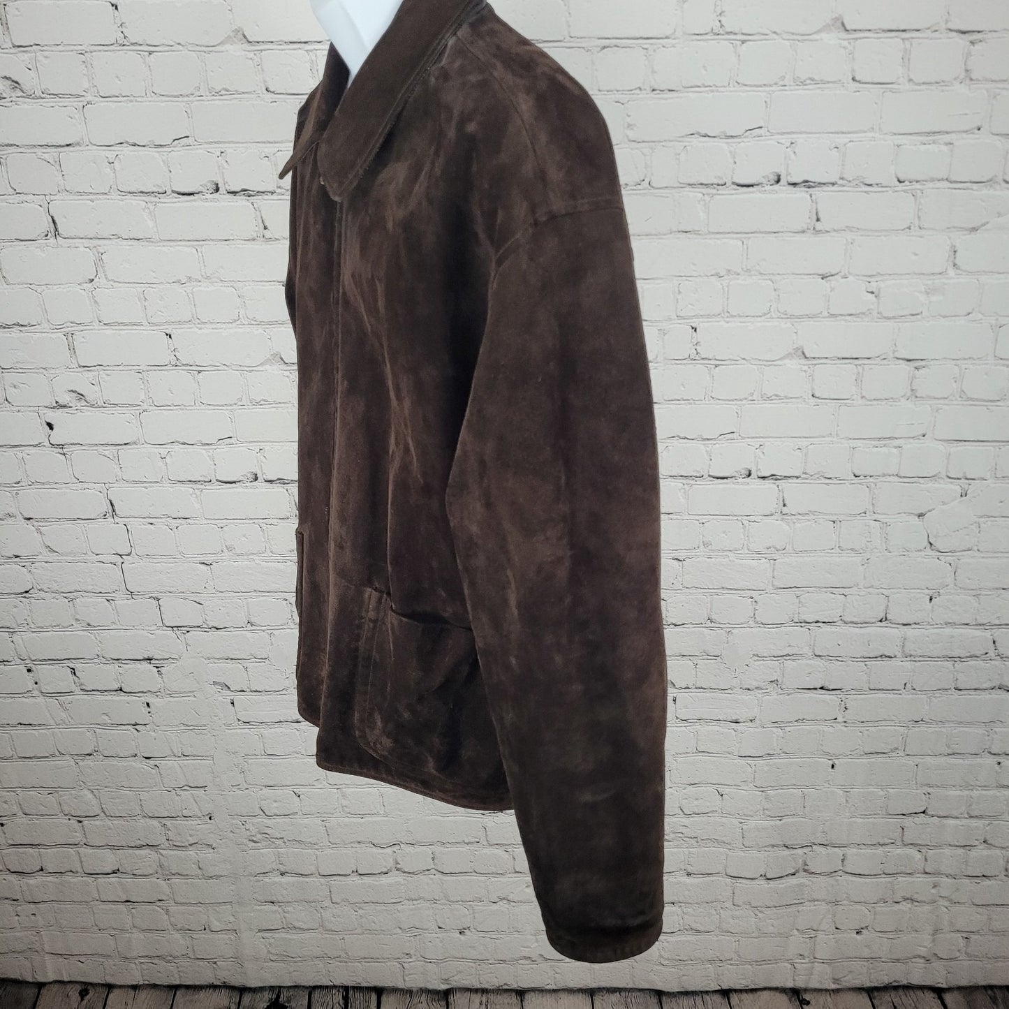 Roundtree & Yorke Black Brown Lamb Skin Leather Suede Reversible Jacket Large L