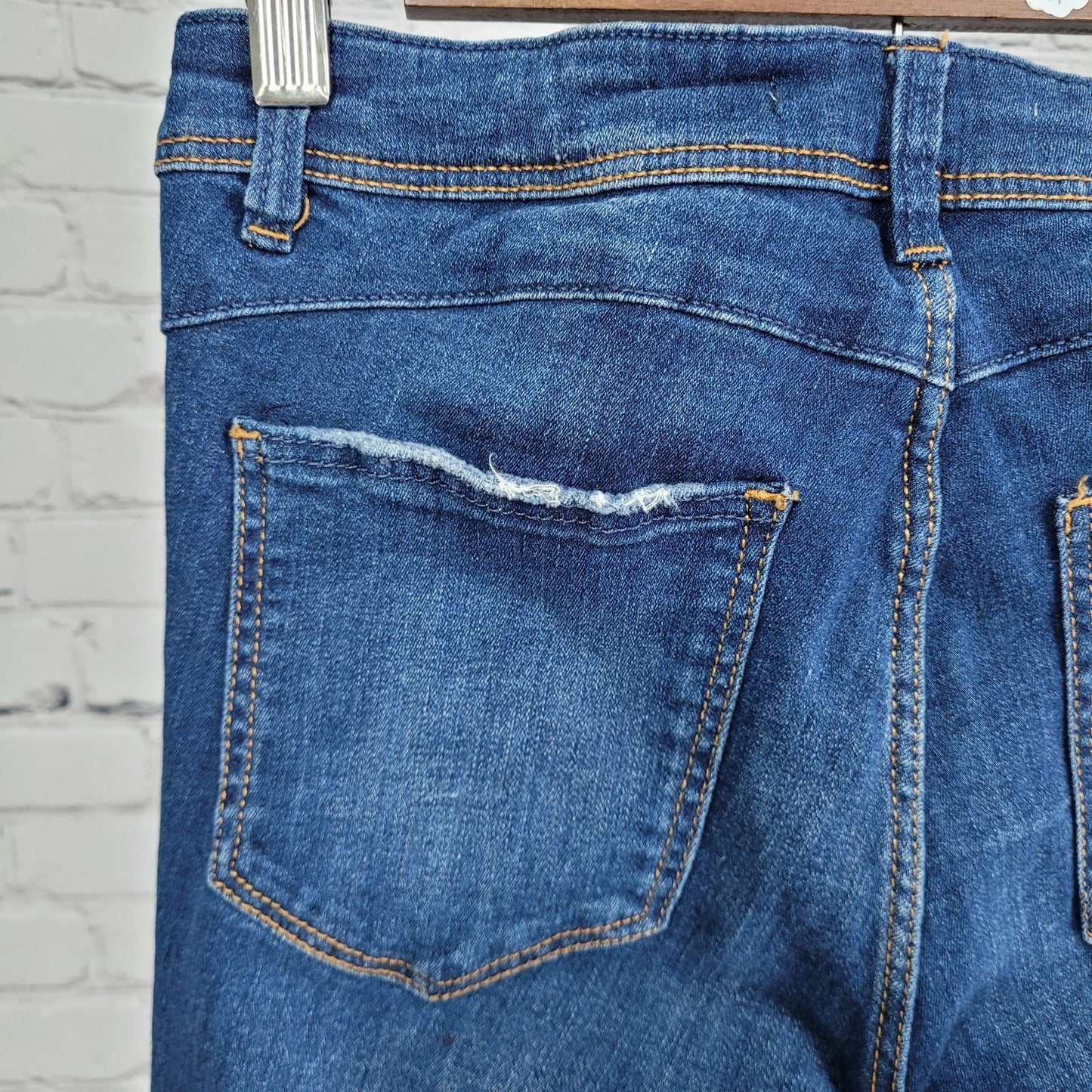 Zara Trafaluc Blue Denim Distressed Low Rise Skinny Ankle Jeans Size 4 (27x26)