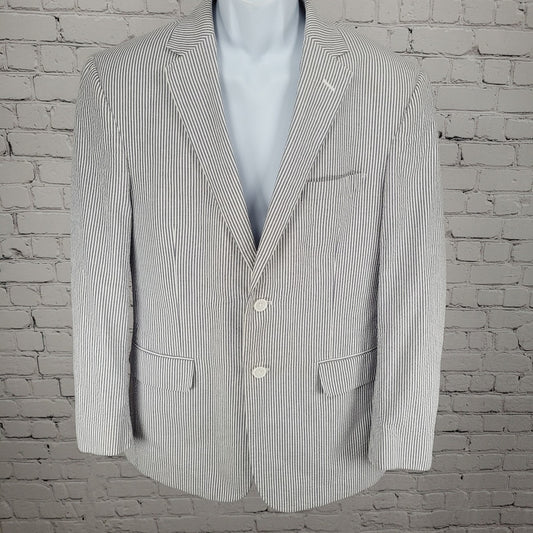 Jos A Bank Blue Striped Tailored Fit Lightweight Stays Cool Blazer Size 40S