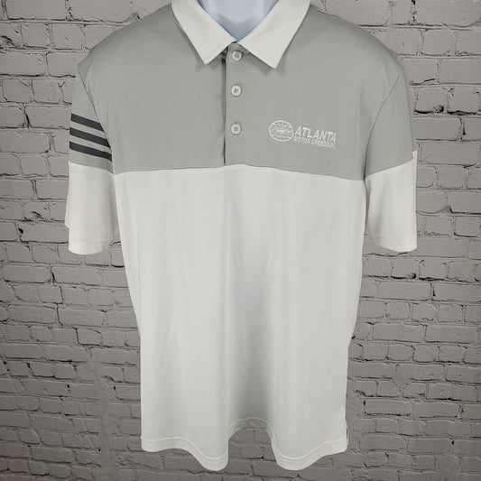 Adidas Golf Atlanta Motor Speedway White Lightweight Polo Shirt Size Large L